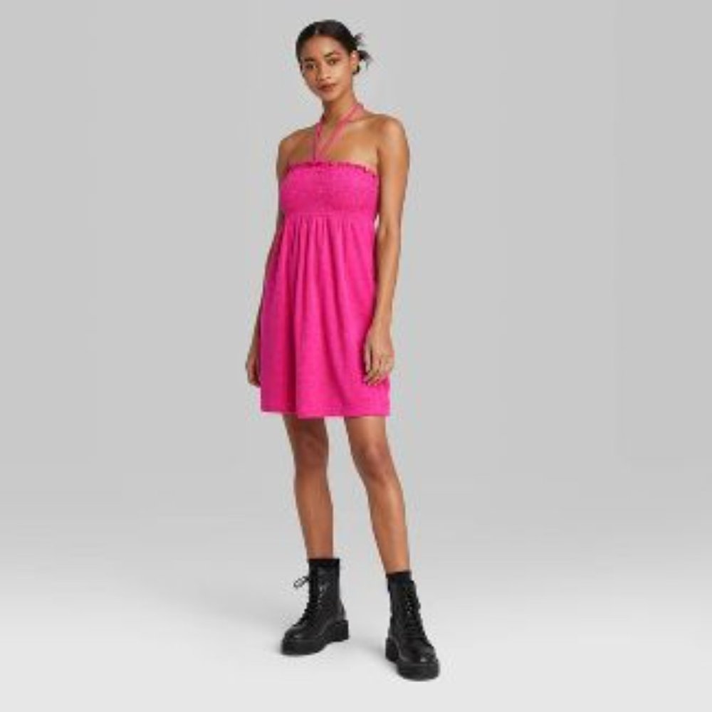 Women's Sleeveless Smocked Terry Convertible Dress - Wild Fable™ NWT